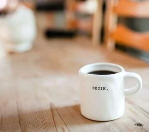 Coffee mug with word